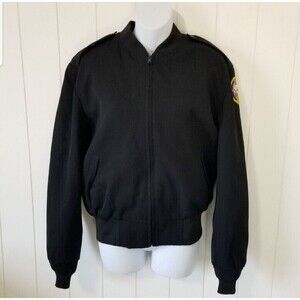 Neptune Garment Co Bomber Jacket Womens Size 14 Regular Black Full Zip  JROTC